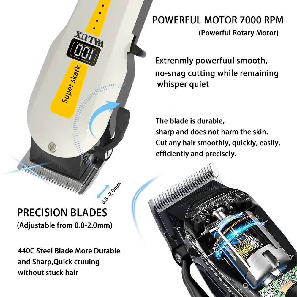 Professional USB Rechargeable Hair Clipper LCD Display Yellow