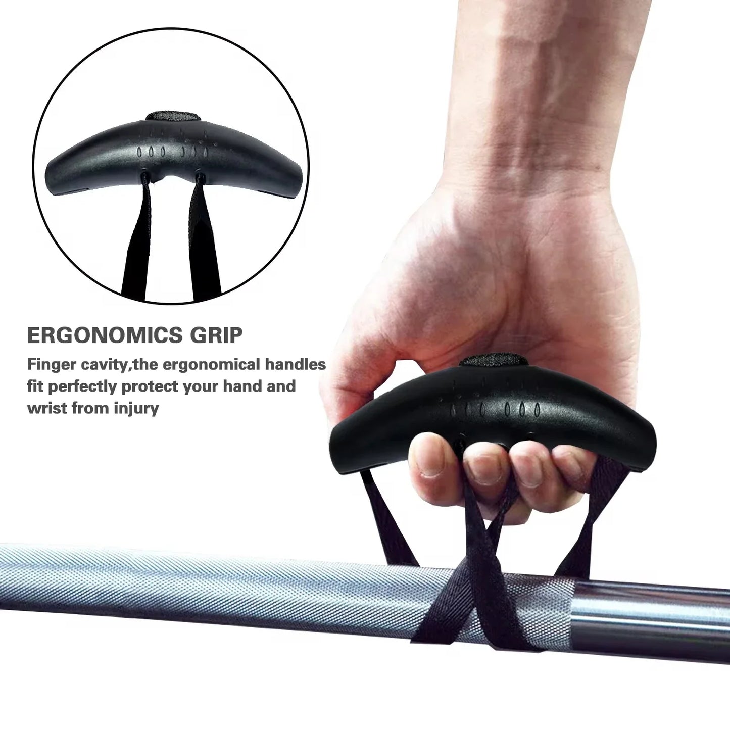 Heavy Duty Pull Up Handles Rubber Neutral Grip Black