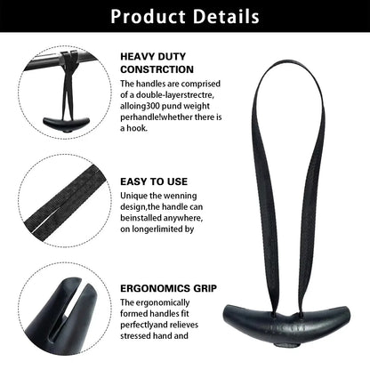 Heavy Duty Pull Up Handles Rubber Neutral Grip Black