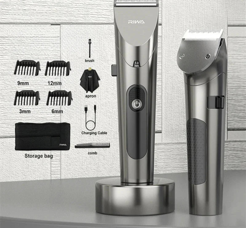 Washable Rechargeable Hair Clipper Professional Barber Trimmer Grey