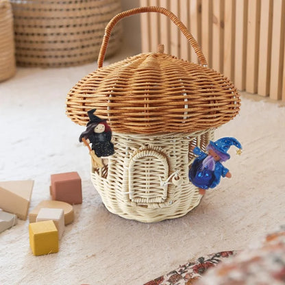 Rattan Mushroom Wicker Basket Cute Cartoon Tote