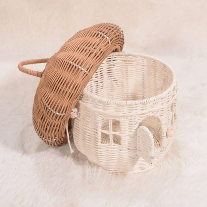 Rattan Mushroom Wicker Basket Cute Cartoon Tote