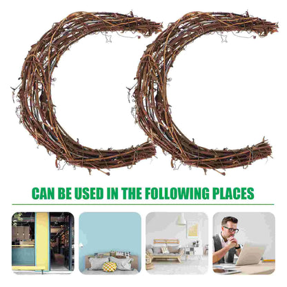 Moon Shaped Rattan Wreath Frames