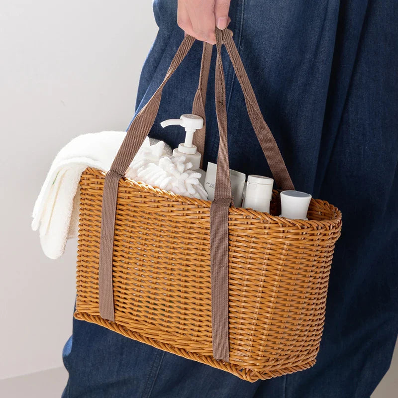 Rattan-Like Portable Storage Basket for Picnic