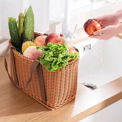 Rattan-Like Portable Storage Basket for Picnic
