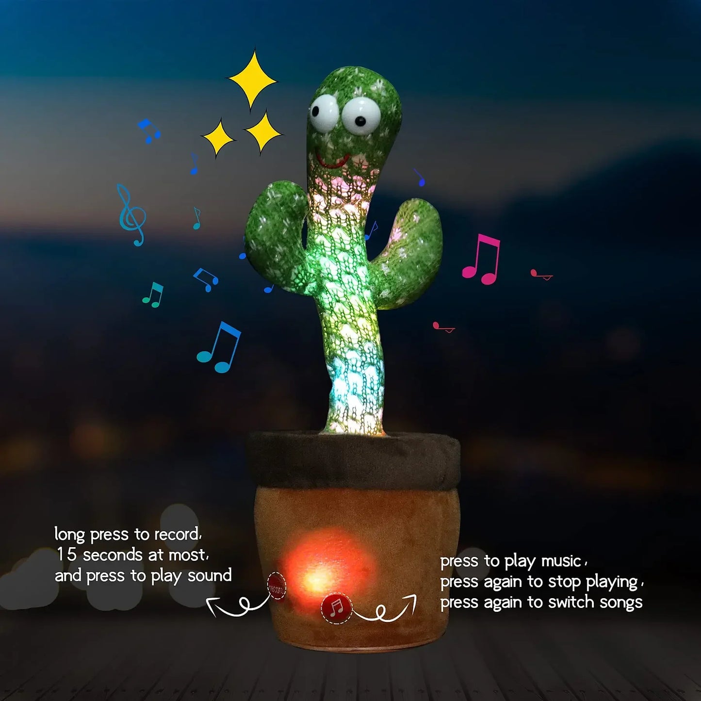 Rechargeable Dancing Cactus Plush Toy for Kids