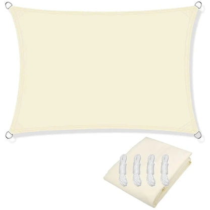 Rectangular Sunshade Sail UV Block Waterproof Canopy (Beige)