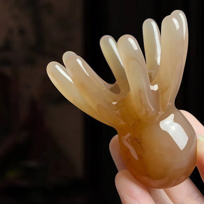 2Pcs Portable Resin Octopus Massage Comb 8 Prong Brown