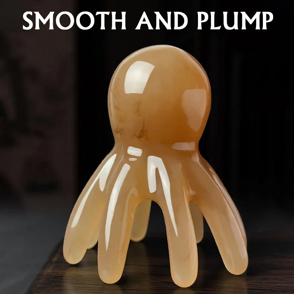 2Pcs Portable Resin Octopus Massage Comb 8 Prong Brown