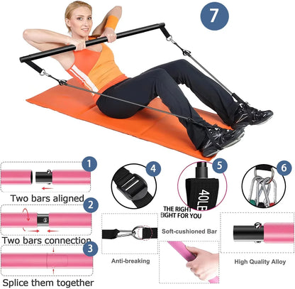 Resistance Band Pilates Stick Home Fitness Kit