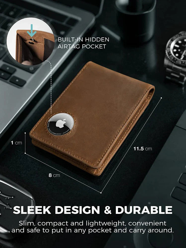 Men's Wallet Leather RFID with Air Tag Slot