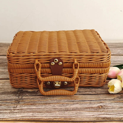 Retro Rattan Woven Storage Basket