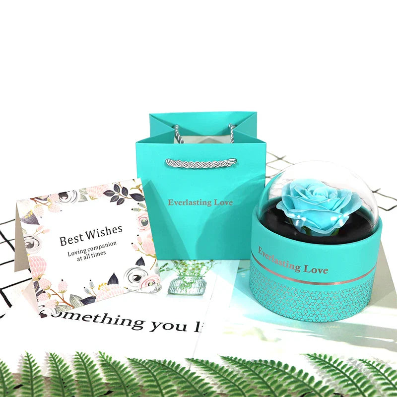 Romantic Eternal Rose Jewelry Box Necklace Ring Storage