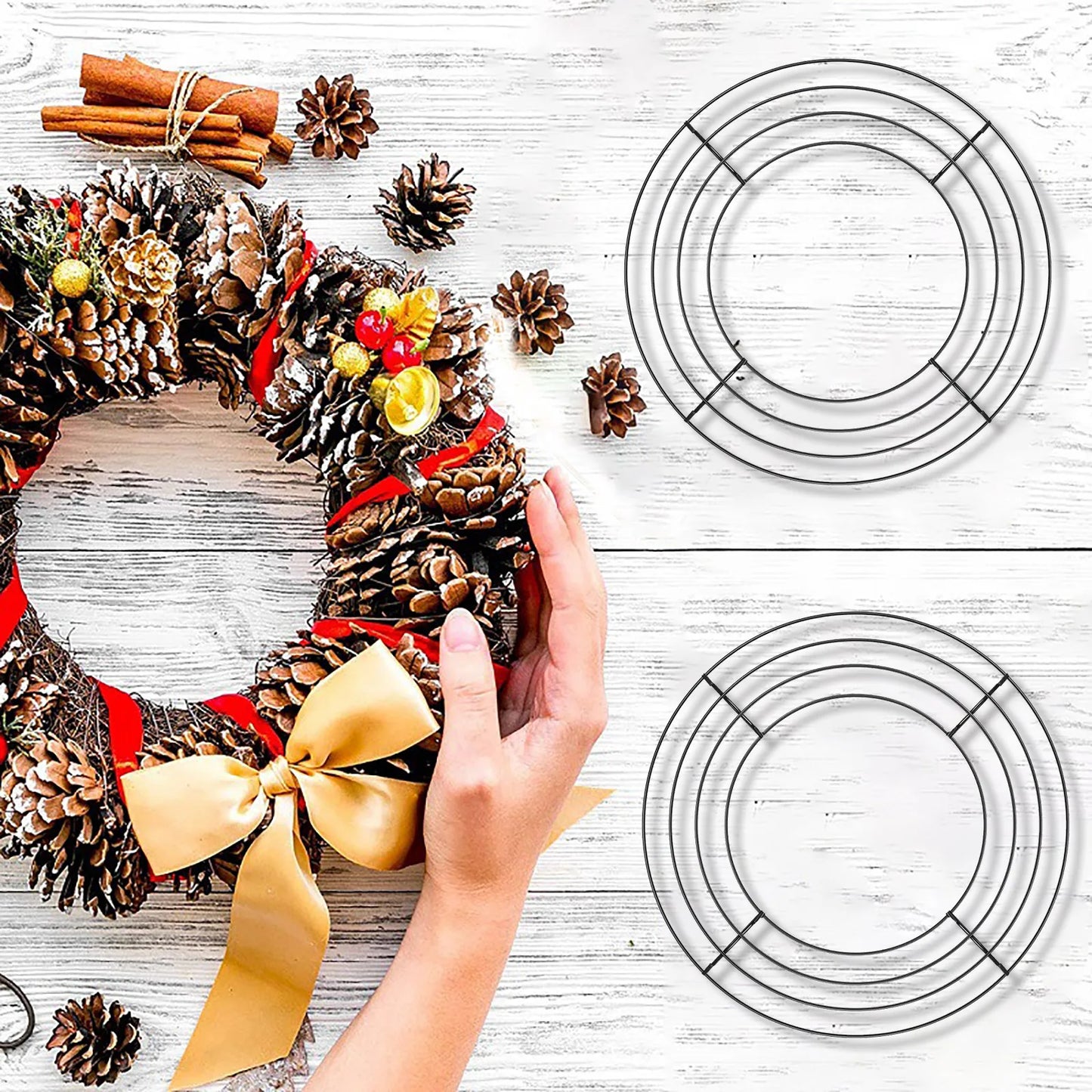 Round Hoop DIY Christmas Decoration Wire Wreath Frame