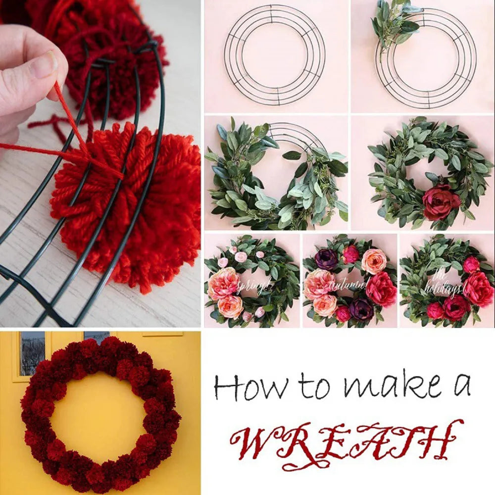 Round Hoop DIY Christmas Decoration Wire Wreath Frame