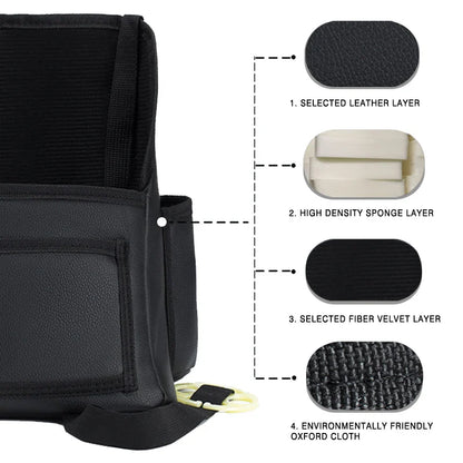 Multifunctional Leather Car Seat Storage Bag Hanging Organizer Black