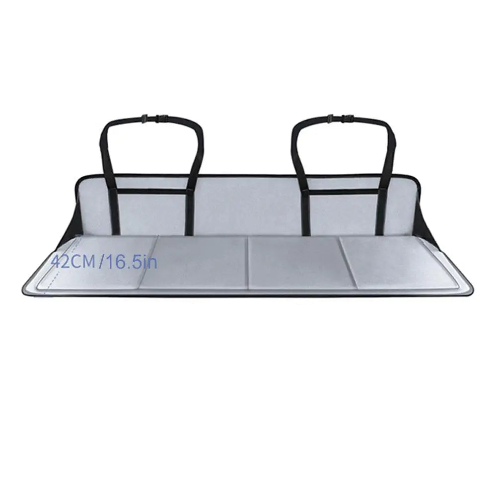 Foldable Car Camping Head Block with Storage Flannel Sleeping Pad Grey