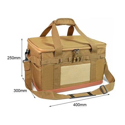 Zipper Camping Storage Bag Anti-Crash Organizer Khaki