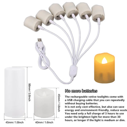 6-Pack Rechargeable LED Tealight Candles with Remote And Timer White