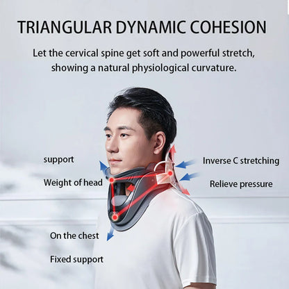 Cervical Neck Traction Device with Airbag Support Ergonomic Brace Black