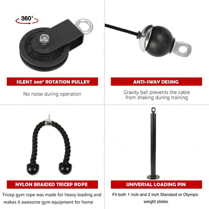 Pulley Cable System Pull Down Lift Attachment Black