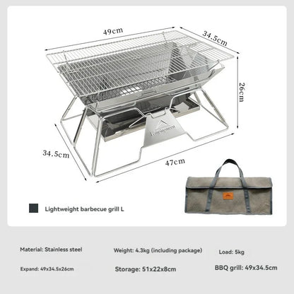 Folding Portable Barbecue Grill Camping Silver