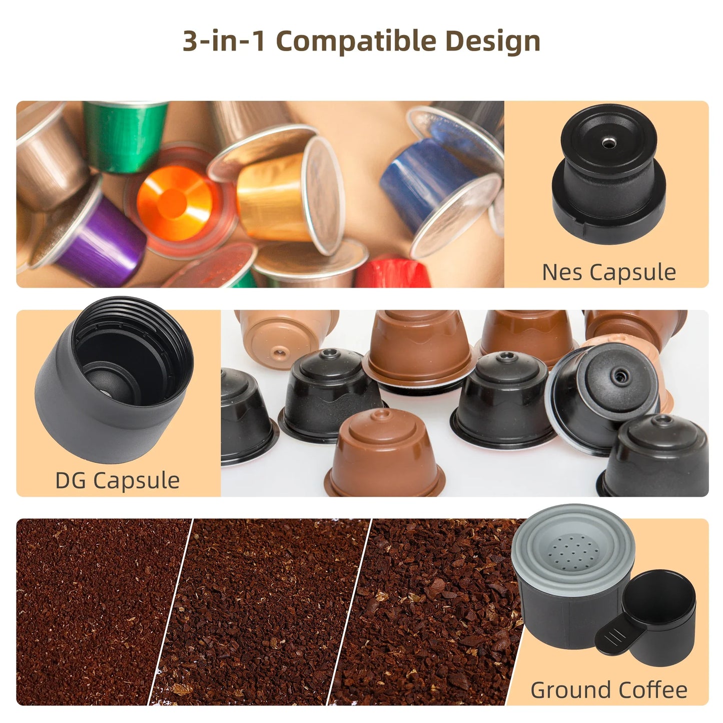 Portable Hand Press Espresso Maker 3 in 1 Travel Coffee Brewer White