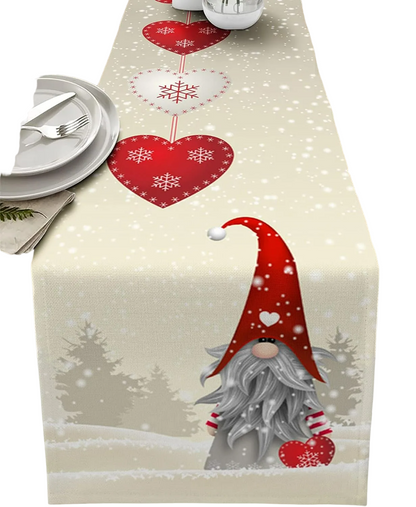 Christmas Snowflakes Linen Table Runner - Festive Dresser Scarf