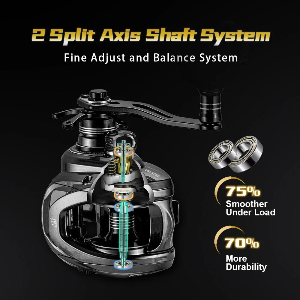 Right-Handed Fishing Reel 10BB Power Handle Deep Spool Black