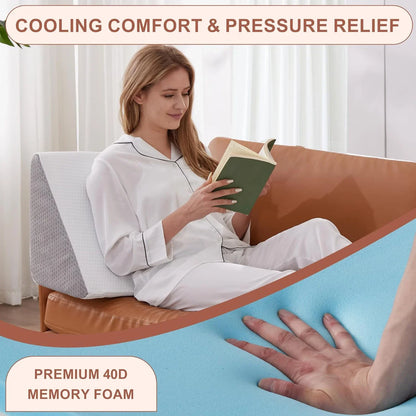 Memory Foam Wedge Pillow Body Positioner for Bedridden Support Grey