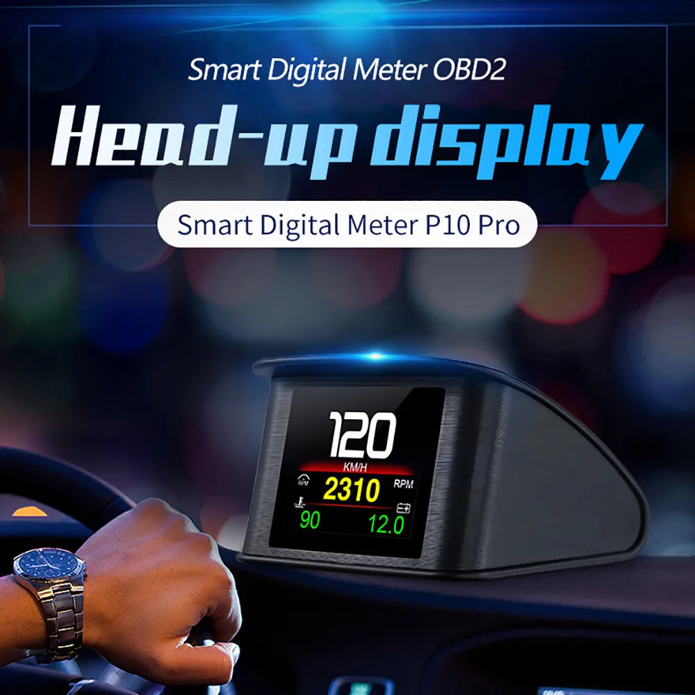 P10 Pro Head Up Display HUD OBD2 Digital On Board Black