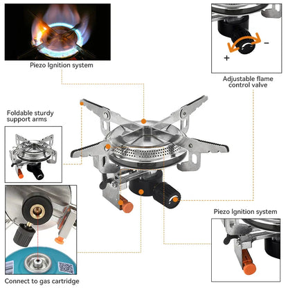 Camping Gas Stove Head Split-Type Butane Stove Silver