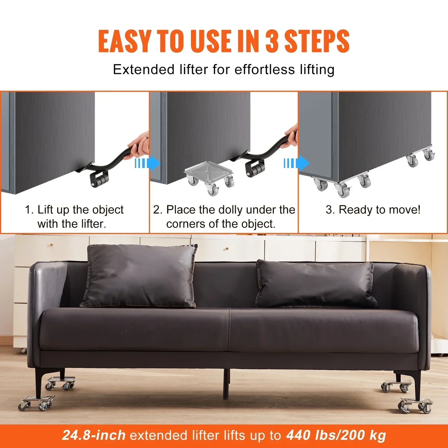 4pcs Industrial Machinery Mover - 360° Rotation, Heavy Furniture Transport