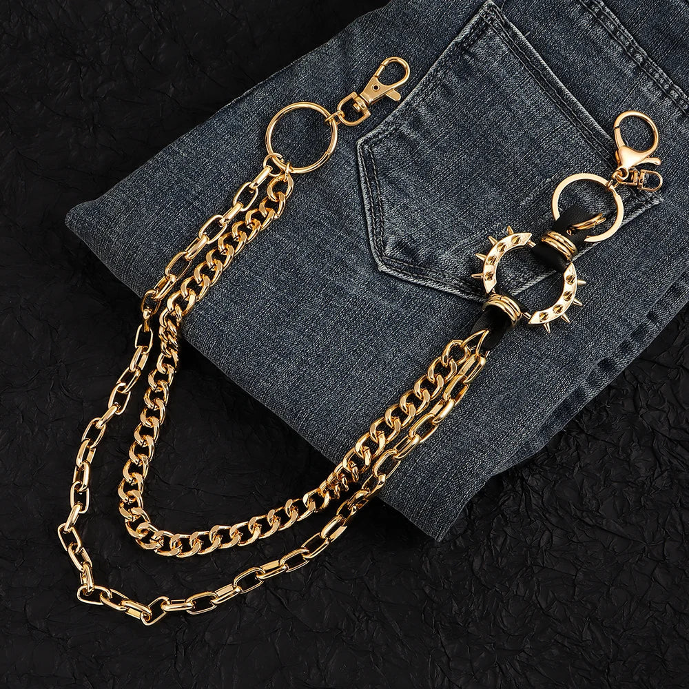 Metal Punk Rock Layered Chain Keychain Belt