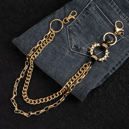 Metal Punk Rock Layered Chain Keychain Belt