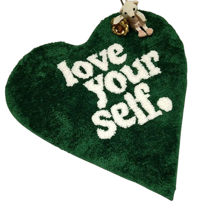 Heartfelt Green Fluffy Rug