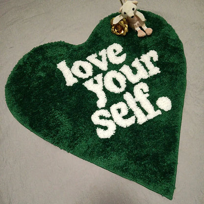 Heartfelt Green Fluffy Rug