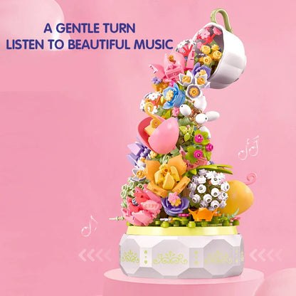 Teacup Flower Lighting Music Box