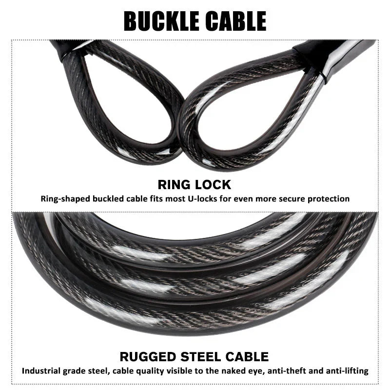 Heavy-Duty U-Shaped Motorcycle & Bicycle Anti-Theft Lock Black