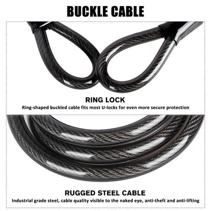 Heavy-Duty U-Shaped Motorcycle & Bicycle Anti-Theft Lock Black