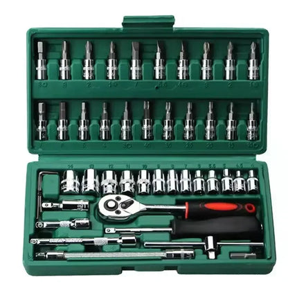 46 Piece Multi Purpose Tool Kit Comprehensive Hand Tool Set Green