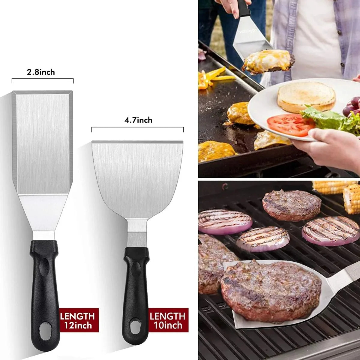 Stainless Steel Griddle Grill Tool Set with Storage Bag