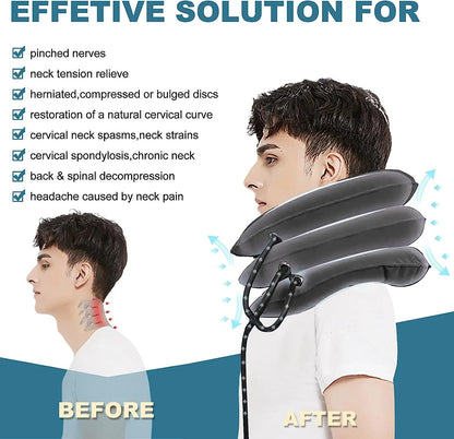 Inflatable Cervical Neck Traction Device Pain Relief Posture Alignment Grey