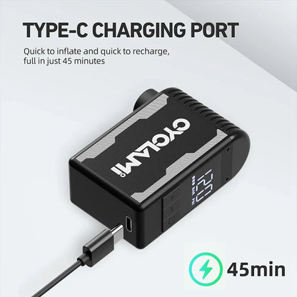 120 PSI Portable Electric Bike Air Pump Mini Fast Tire Inflator Black