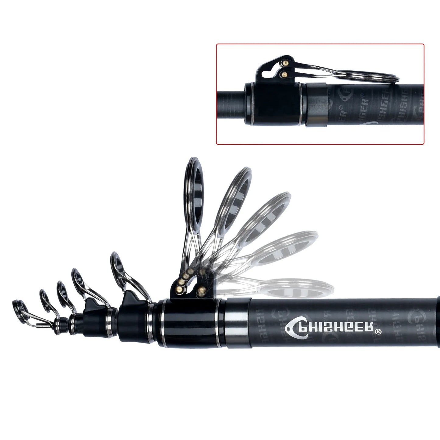 5.3m Telescopic Surf Spinning Rod 30T Carbon Fiber Black