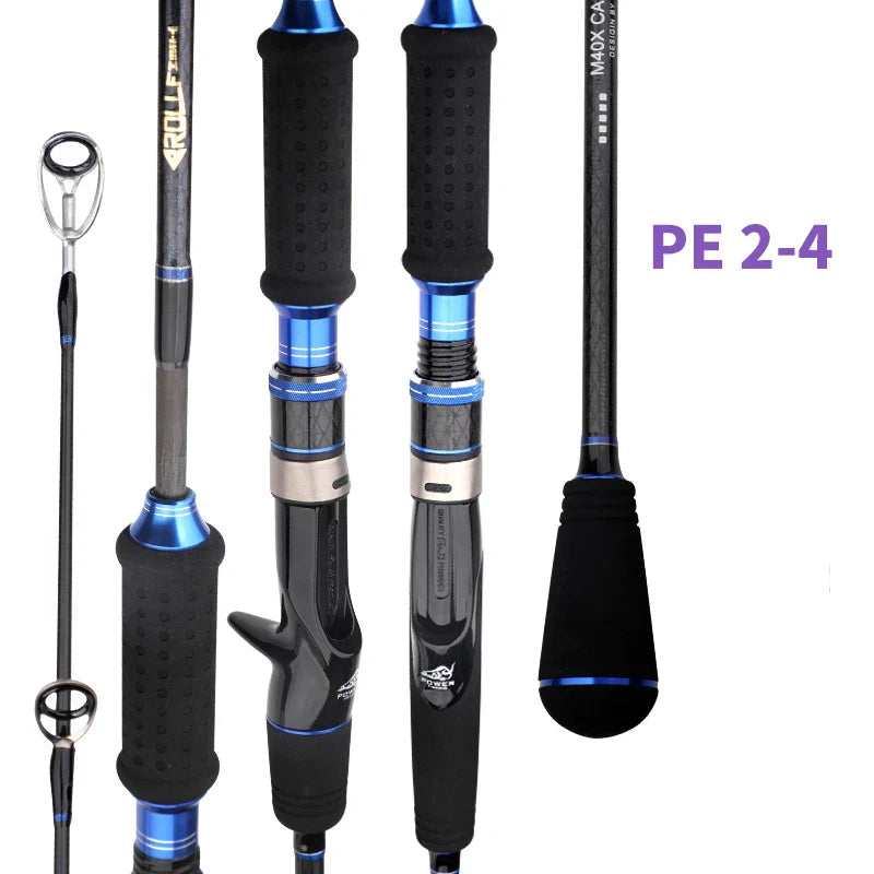2-Section Carbon Fiber Fast Jigging Rod PE2-4 Spinning Rod Black