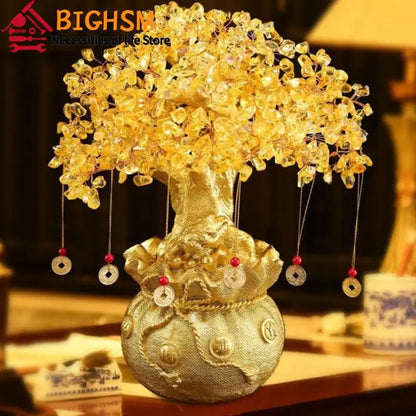 14cm Feng Shui Yellow Lucky Wealth Trees
