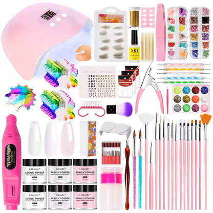 UV LED Nail Drill Kit Acrylic Nail Tips and drill Tools - Complete Manicure and Pedicure Set for Beginners