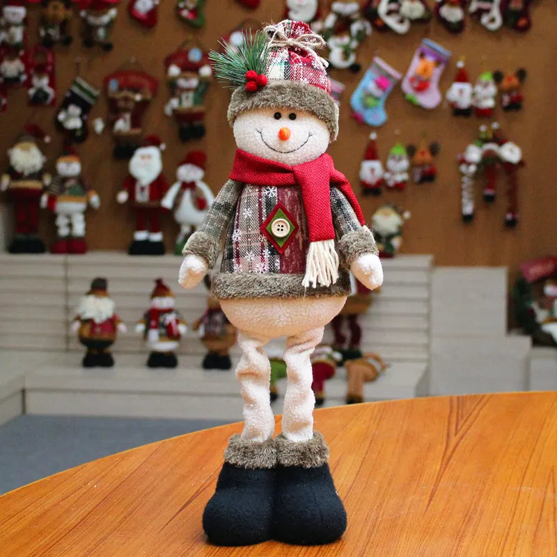 Cheerful Christmas Dolls Set - Reindeer, Snowman, and Santa Claus Standing Dolls