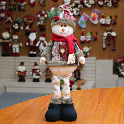 Cheerful Christmas Dolls Set - Reindeer, Snowman, and Santa Claus Standing Dolls